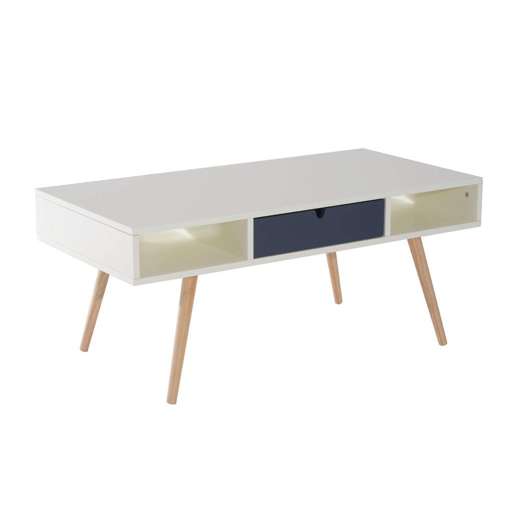 HomCom 40” Mid Century Modern Coffee Table - White/Gray